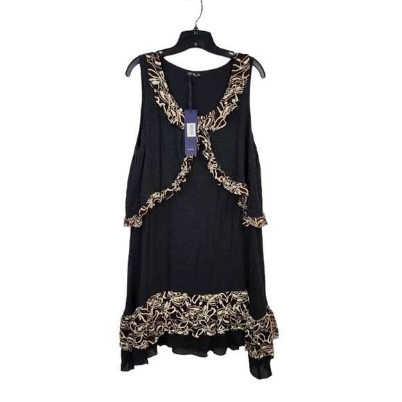 Lily By Firmiana Tops - Lily By Firmiana Women's Ruffle Lace Trim Sleeveless Tunic - L